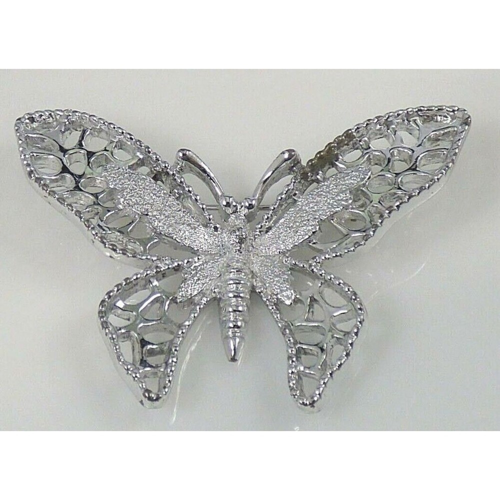 Butterfly Sarah Coventry Brooch Pin Silver Tone Filigree Wings Signed Vintage
